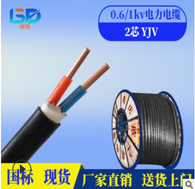 2芯YJV铜芯电缆电力电缆 电源线重庆1.5 2.5 4 6平方电缆现货包邮