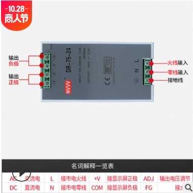 NVVV香港明伟开关电源MS-100W-24V 12V 18V监控LED灯带直流变压器